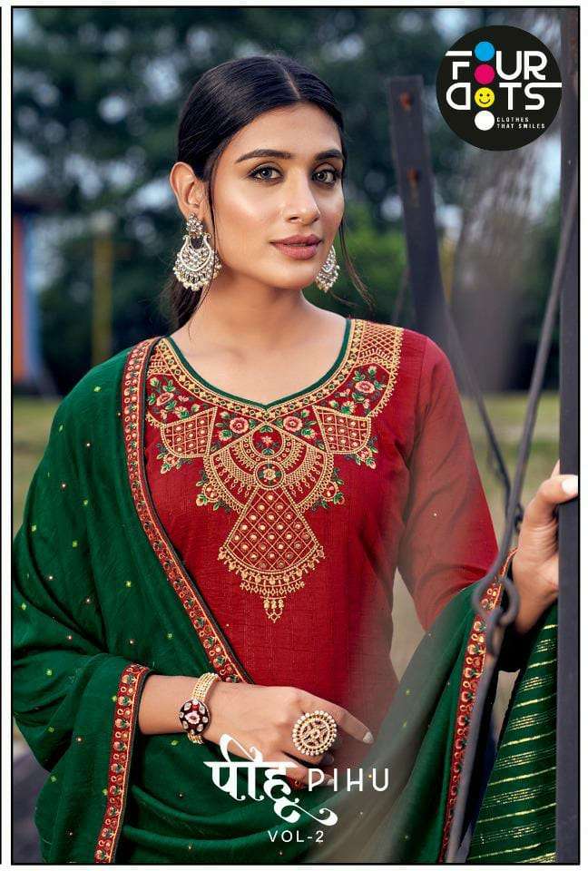 Four Buttons  Pihu vol 2 Designer  Heavy Parampara weaving with sequence work  In wholesale Rate 