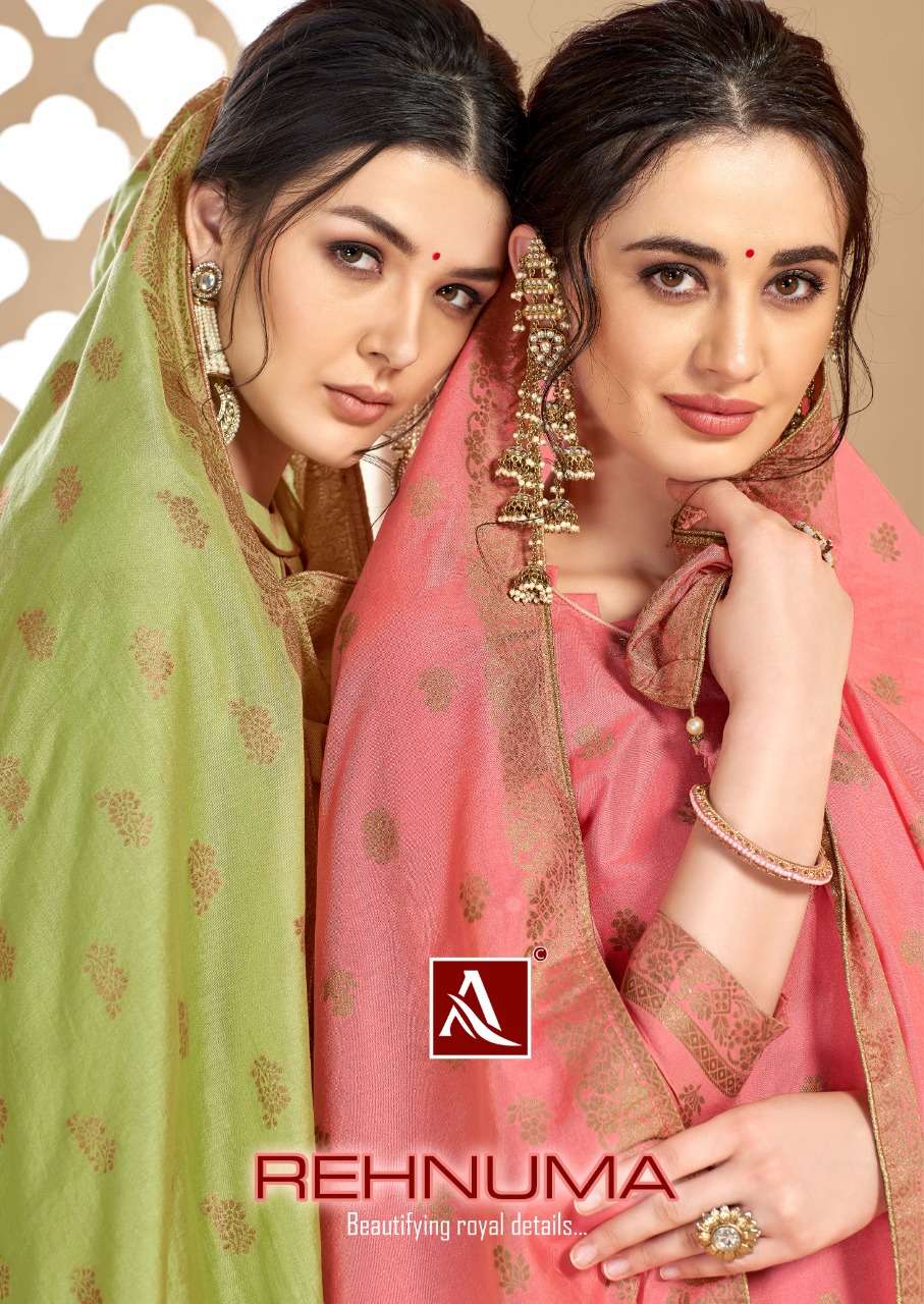 Rehnuma Alok Suits Designer Pure Cotton weaving Jacquard with fancy Hand work party wear suits in Wholesale Rate 