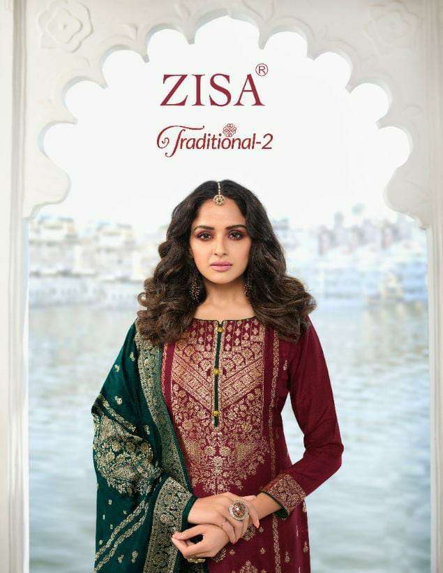 ZISA TRADITIONAL VOL 2 DESIGNER PURE DOLA JACQUARD PARTY WEAR SUITS IN WHOLESALE RATE