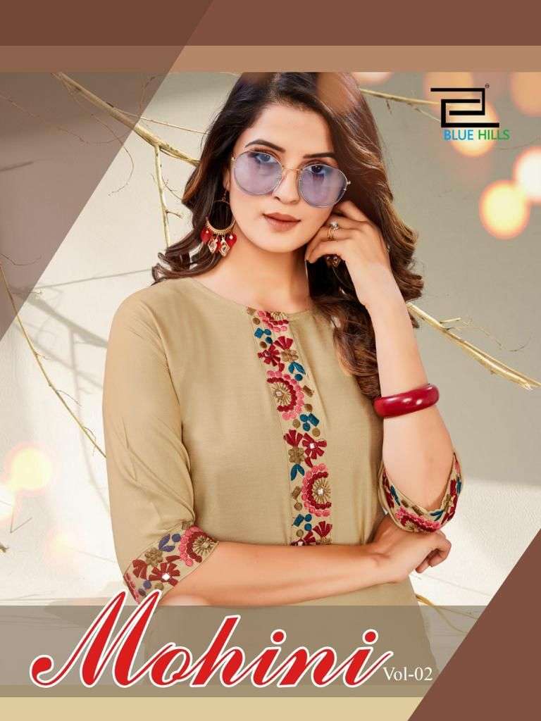 BLUE HILLS MOHINI VOL 3 DESIGNER RAYON EMBROIDERED DAILY WEAR KURTI IN WHOLESALE RATE