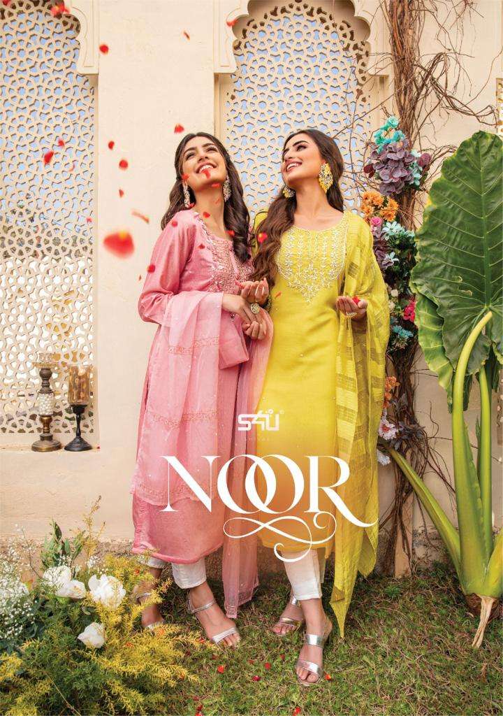 S4U NOOR DESIGNER HANDWORK WITH CHANDERI EMBROIDERED PARTY WEAR READYMADE SUITS IN WHOLESALE RATE