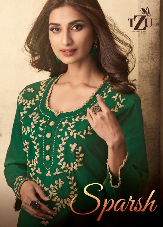 TZU SPARSH DESIGNER COTTON EMBROIDERED DAILY WEAR KURTI IN WHOLESALE RATE