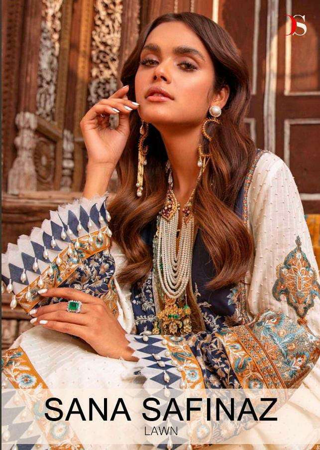 DEEPSY SUITS SANA SAFINAZ LAWN 22 DESIGNER COTTON EMBROIDERED SUITS IN WHOLESALE RATE