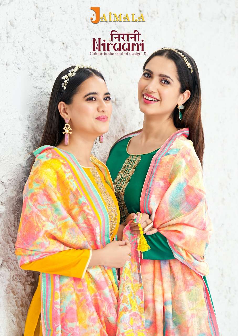 JAIMALA ALOK SUIT NIRAANI DESIGNER CODING WORK WITH JAM COTTON EMBROIDERED SUITS IN WHOLESALE RATE
