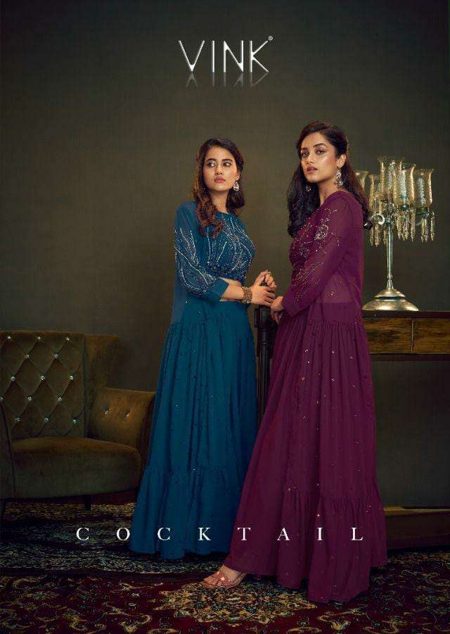VINK COCKTAIL DESIGNER GEORGETTE BOUTIQUE STYLE PARTY WEAR KURTI IN WHOLESALE RATE