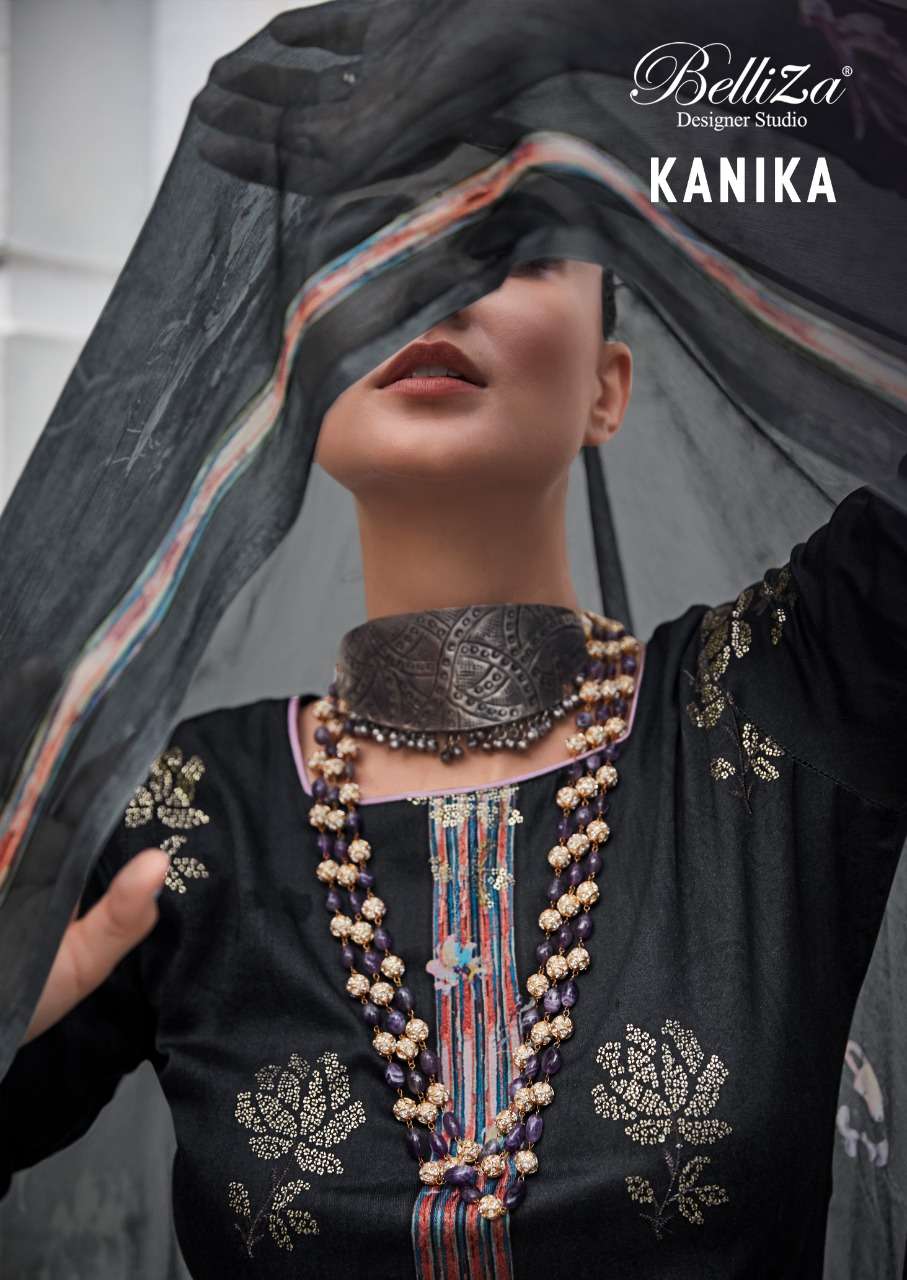 BELLIZA KANIKA DESIGNER EMBROIDERY WORK WITH JAM COTTON DIGITAL PRINTED SUITS IN WHOLESALE RATE