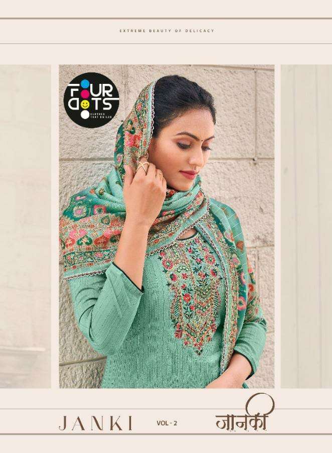 FOURDOTS JANKI VOL 2 DESIGNER WORK WITH PARAMPARA SILK SUITS IN WHOLESALE RATE