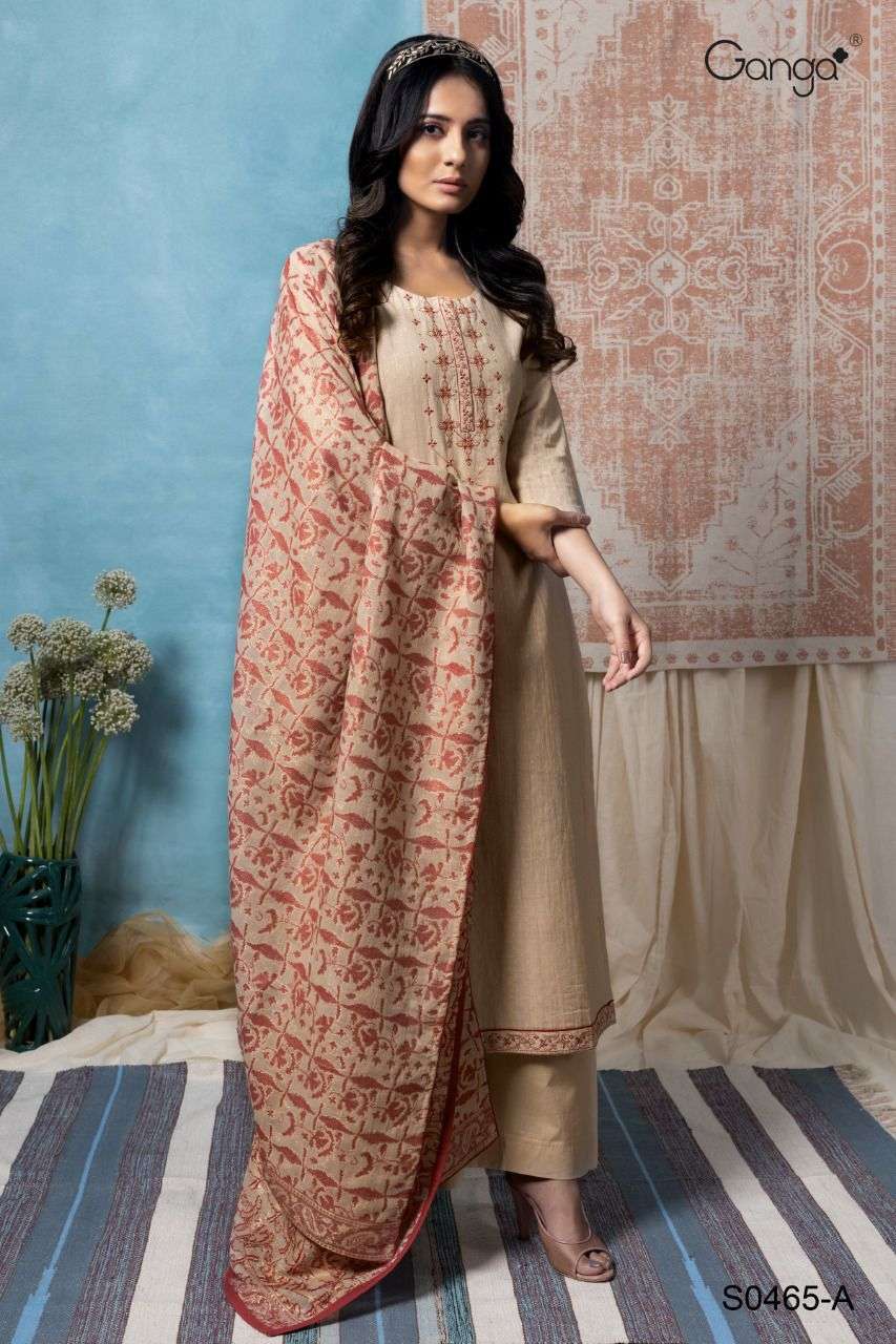 GANGA TANSY 465 DESIGNER COTTON JACQUARD EMBROIDERED SUITS IN WHOLESALE RATE