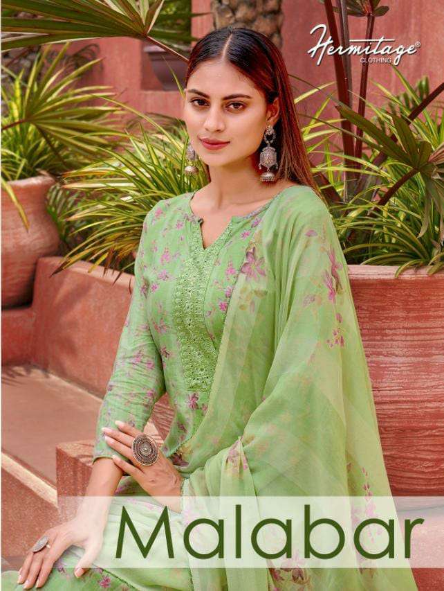 HERMITAGE MALABAR DESIGNER SEQUENCE WORK WITH THREAD EMBROIDERY WORK AND LAWN COTTON PRINTED SUITS IN WHOLESALE RATE