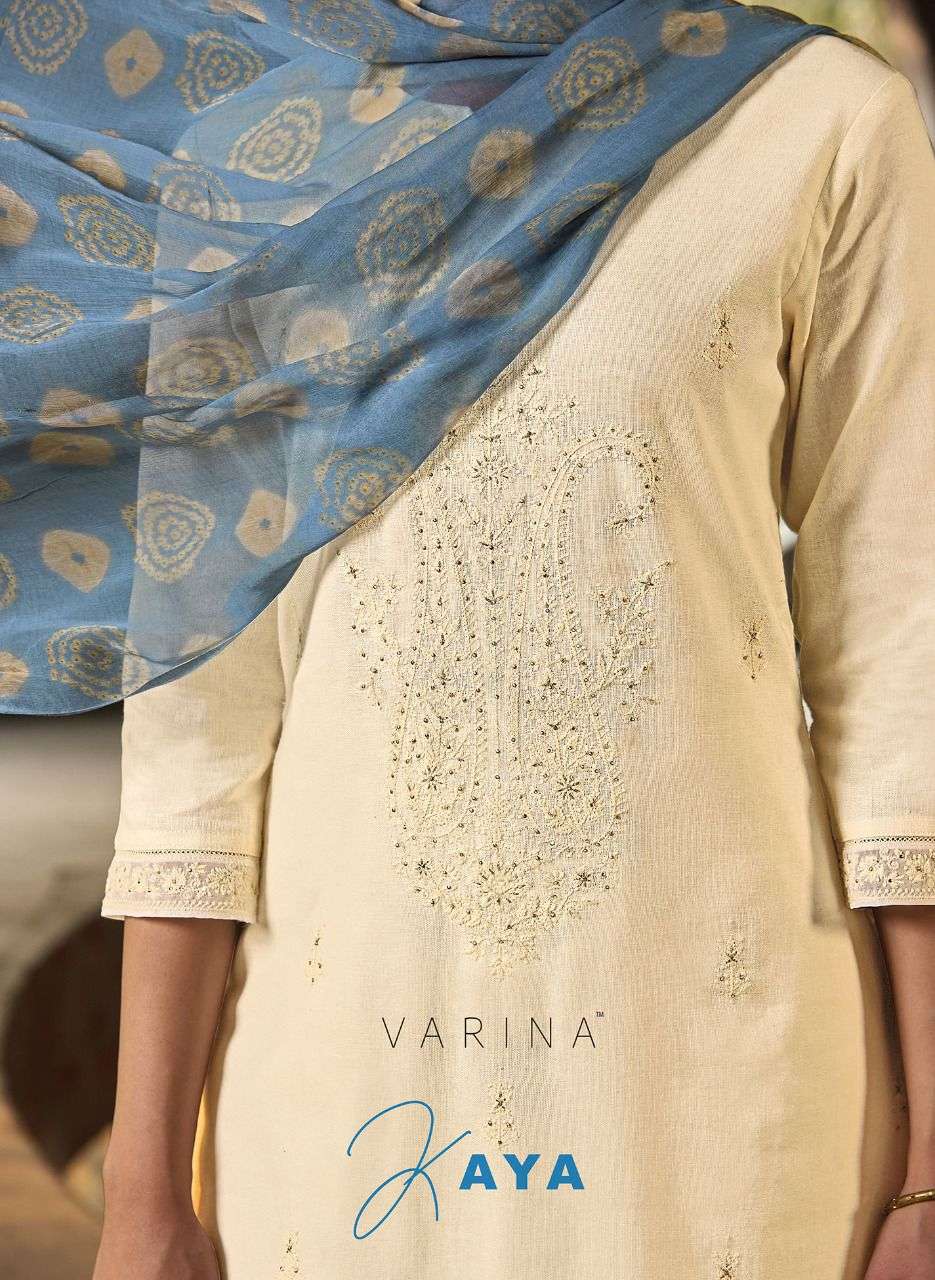 OMTEX VARINA KAYA DESIGNER HANDWORK WITH LINEN COTTON EMBROIDERED SUITS IN WHOLESALE RATE