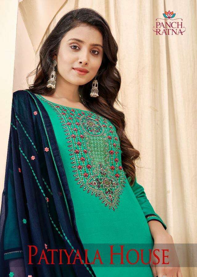 PANCH RATNA PATIYALA HOUSE DESIGNER JAM SILK EMBROIDERED SUITS IN WHOLESALE RATE