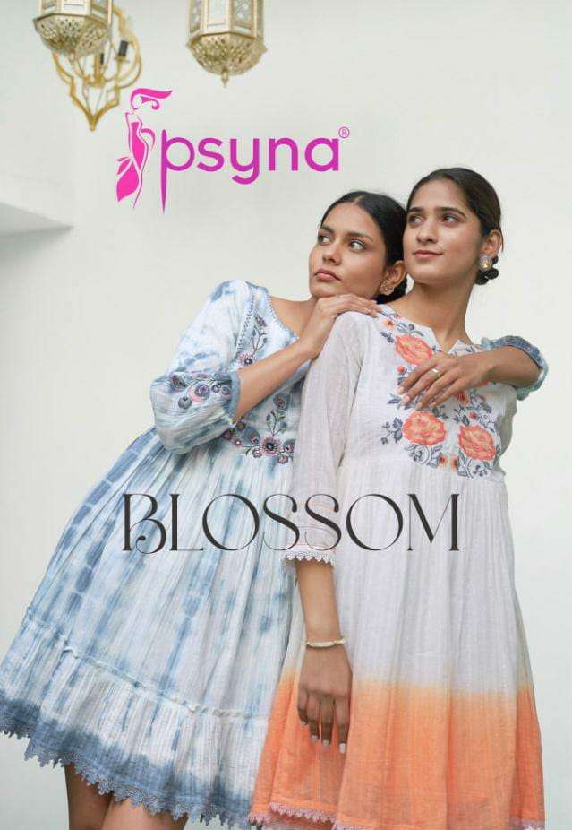 PSYNA BLOSSOM DESIGNER COTTON EMBROIDERED SUMMER WEAR WESTERN TOP TYPE KURTI IN WHOLESALE RATE