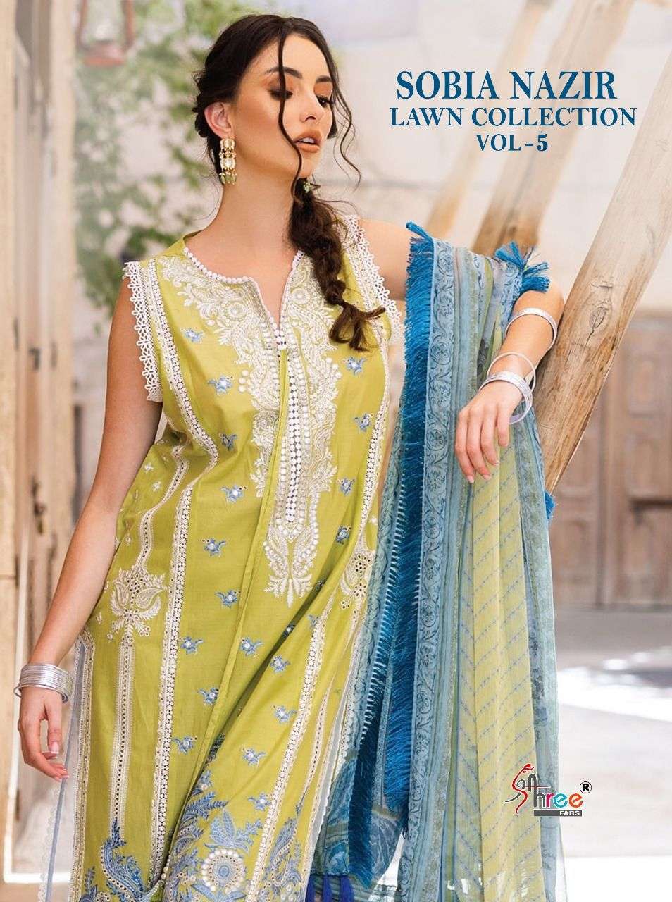 SHREE FAB SOBIA NAZIR LAWN COLLECTION VOL 5 DESIGNER COTTON SELF EMBROIDERED SUITS IN WHOLESALE RATE