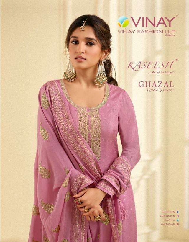 VINAY FASHION KASEESH GHAZAL DESIGNER DOLA EMBROIDERED SUITS IN WHOLESALE RATE