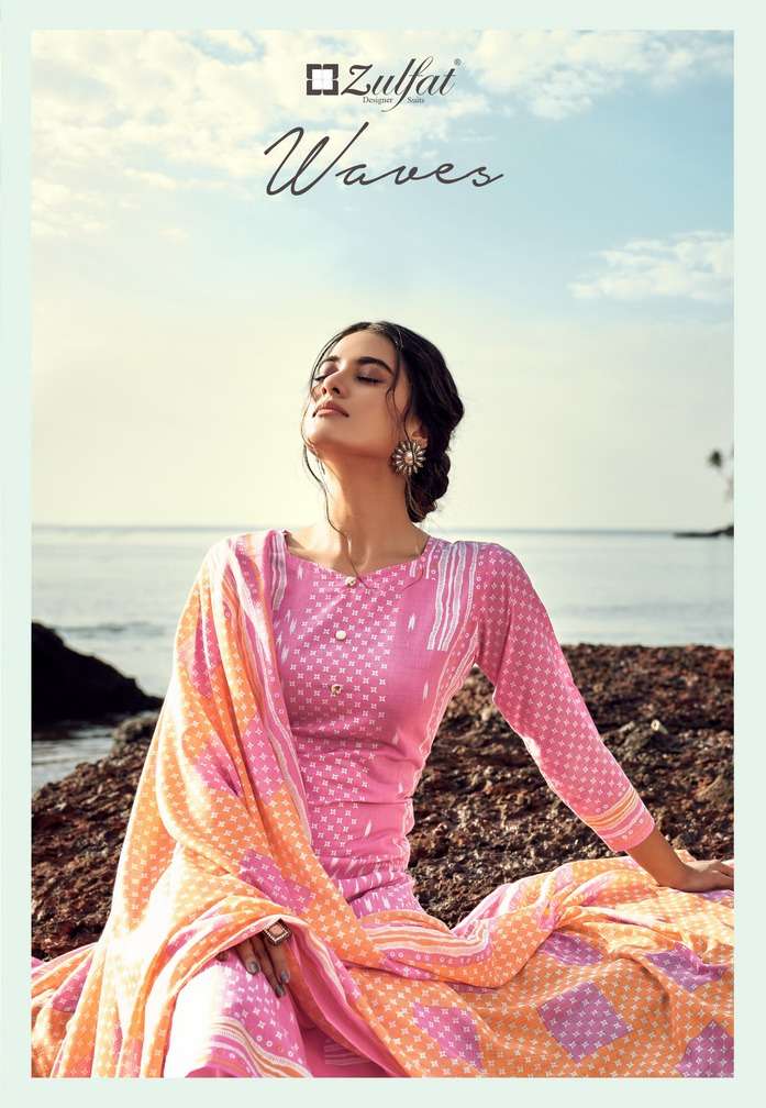 ZULFAT WAVES DESIGNER COTTON EXCLUSIVE PRINTED DAILY WEAR SUITS IN WHOLESALE RATE
