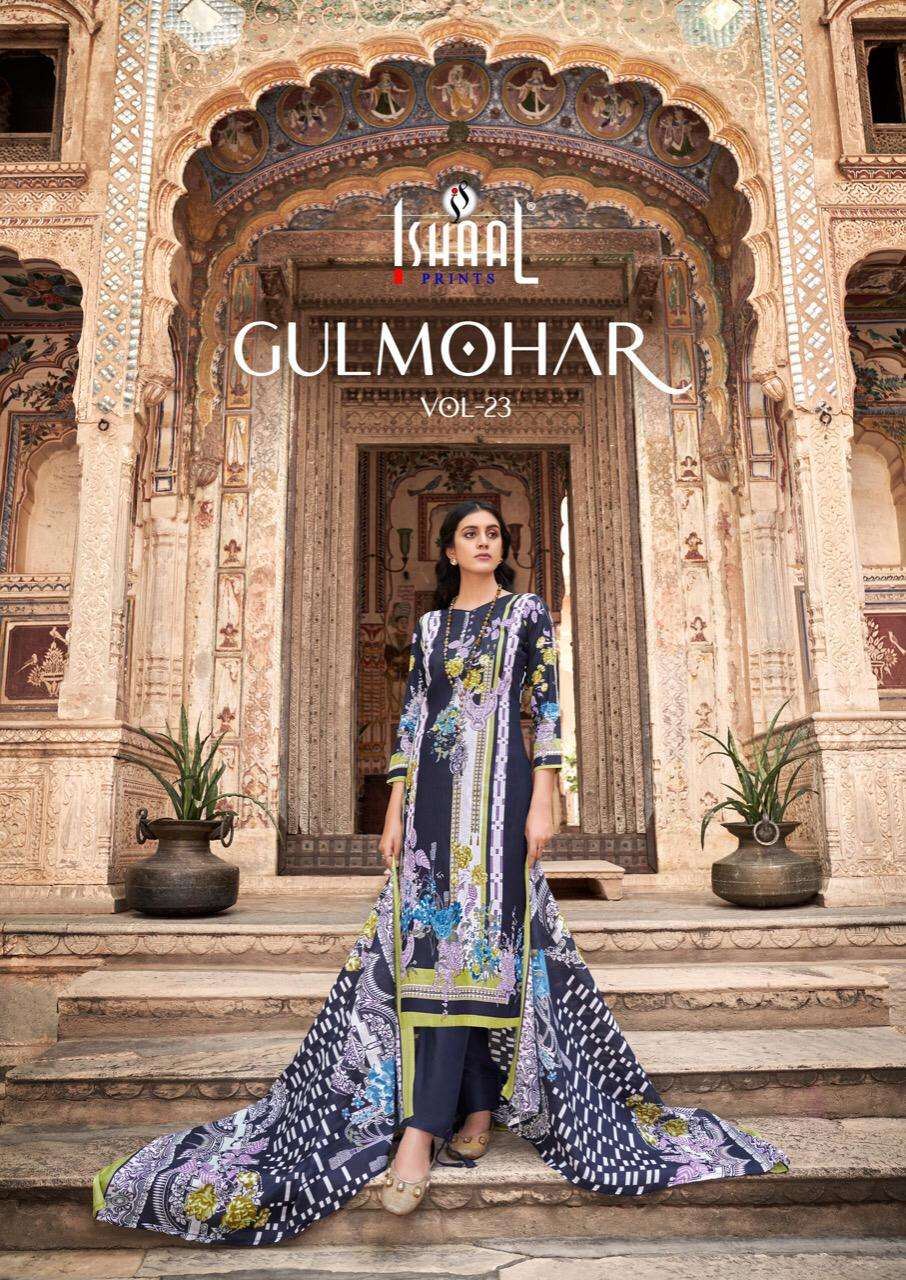 ISHAAL GULMOHAR VOL 23 DESIGNER LAWN COTTON PRINTED DAILY WEAR SUITS IN WHOLESALE RATE