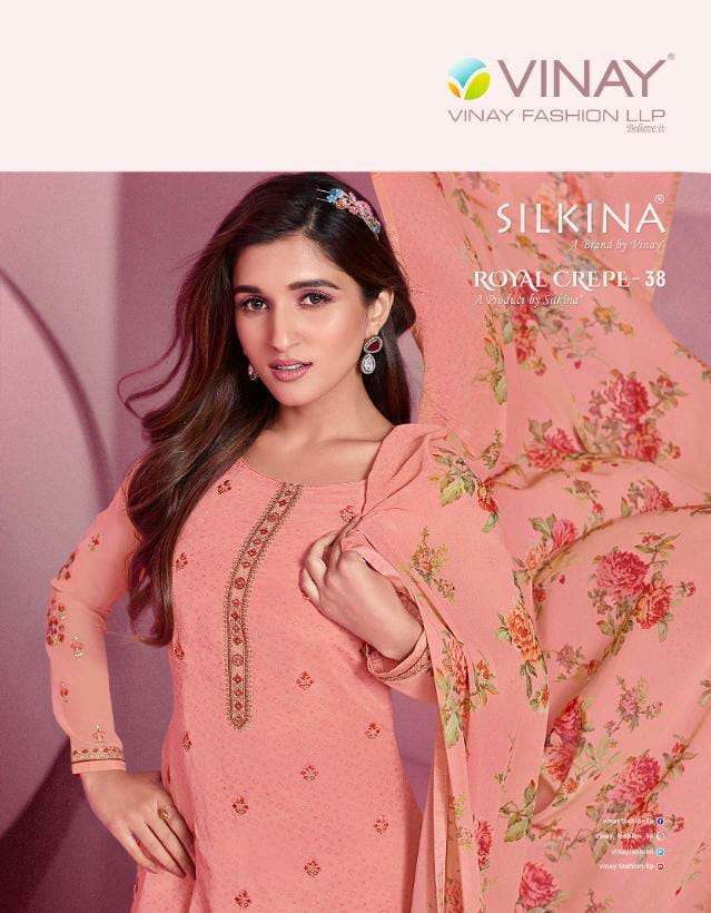 VINAY FASHION SILKINA ROYAL CREPE 38 DESIGNER ROYAL CREPE EMBROIDERED SUITS IN WHOLESALE RATE 