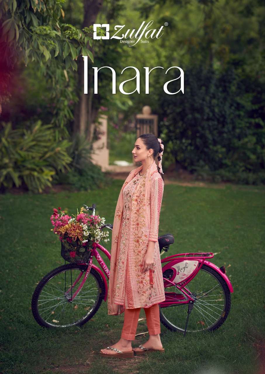 ZULFAT INARA DESIGNER SEQUENCE HANDWORK WITH COTTON PRINTED DAILY WEAR SUITS IN WHOLESALE RATE 