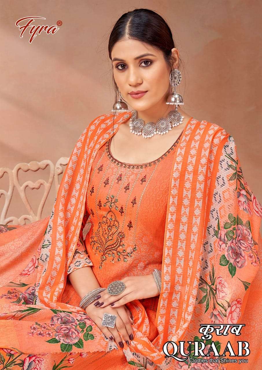 FYRA ALOK SUIT QURAAB DESIGNER SWAROVSKI DIAMOND WORK AND EMBROIDERY WORK WITH CAMBRIC DIGITAL PRINTED SUITS IN WHOLESALE RATE 