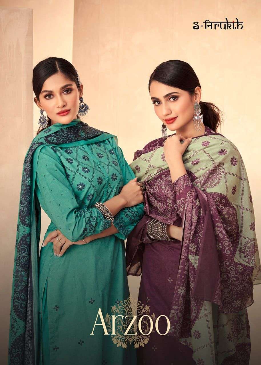 S-NIRUKTH ARZOO DESIGNER MIRROR WORK WITH COTTON PRINTED SUITS IN WHOLESALE RATE 