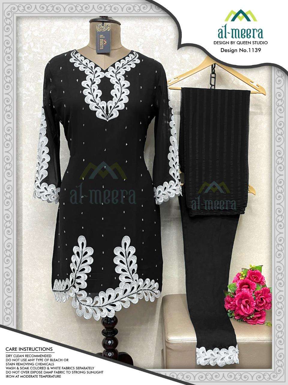AL-MEERA 1139 FOX GEORGETTE READY MADE KURTI AND PANT WITH DUPATTA