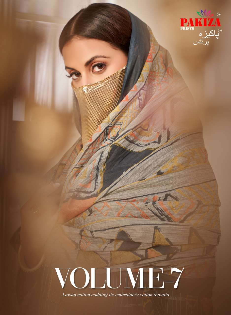 PAKIZA VOLUME 7 DESIGNER LAWN COTTON EMBROIDERED SUITS IN WHOLESALE RATE 