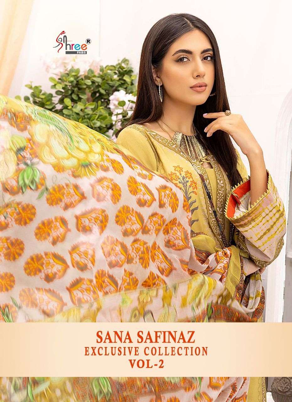 SHREE FAB SANA SAFINAZ EXCLUSIVE COLLECTION VOL 2 DESIGNER EXCLUSIVE EMBROIDERY WITH COTTON PRINTED SUITS IN WHOLESALE RATE 