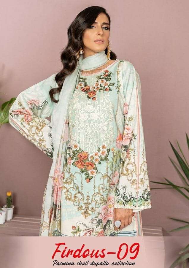 DEEPSY SUITS FIRDOUS 9 PASHMINA SHOLL DUPATTA DESIGNER EMBROIDERY WORK WITH PASHMINA PRINTED WINTER WEAR SUITS IN WHOLESALE RATE 