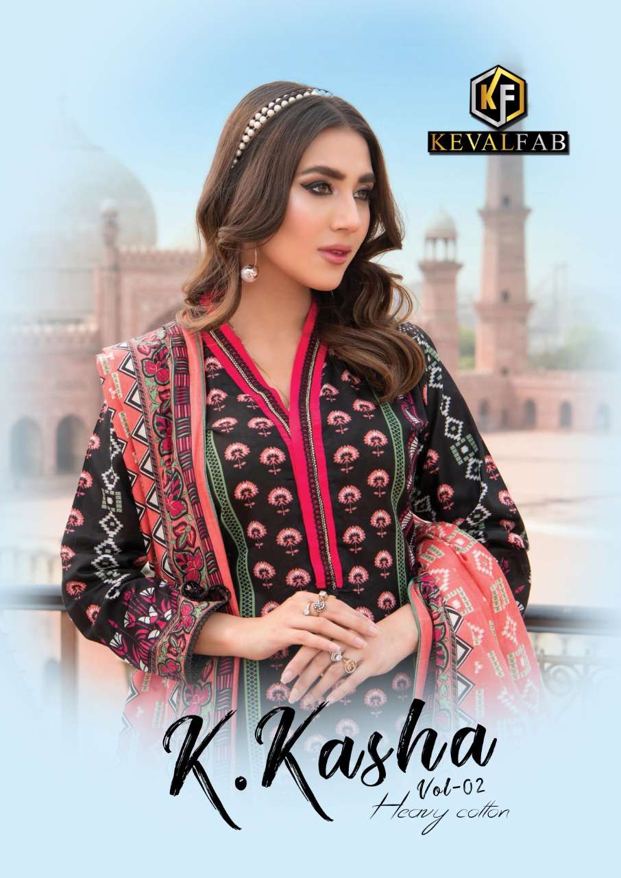 KEVAL FAB K KASHA VOL 2 DESIGNER COTTON PRINTED DAILY WEAR SUITS IN WHOLESALE RATE 