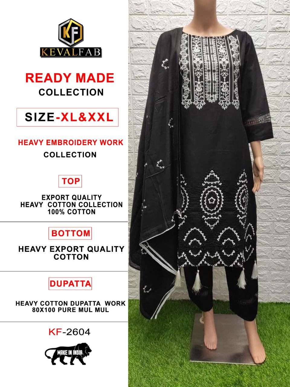 KEVAL FAB READY MADE COLLECTION DESIGNER COTTON EMBROIDERED READYMADE SUITS IN WHOLESALE RATE 
