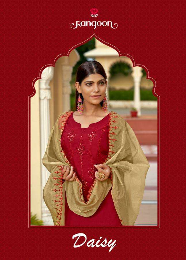 RANGOON DAISY DESIGNER VISCOSE EMBROIDERED SUITS IN WHOLESALE RATE 