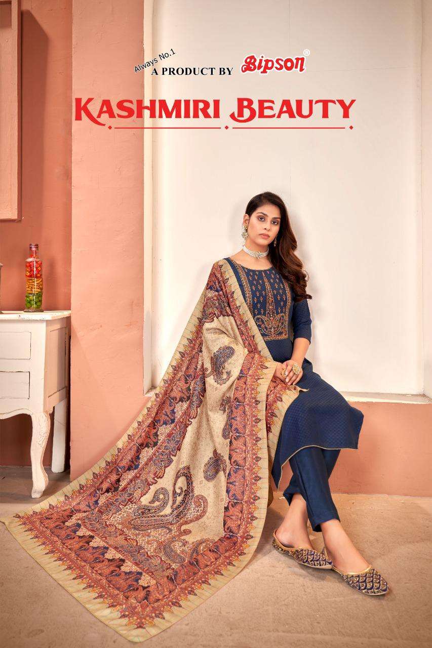 BIPSON KASHMIRI BEAUTY 4001-04 DESIGNER PASHMINA EMBROIDERED WINTER WEAR SUITS IN WHOLESALE RATE  