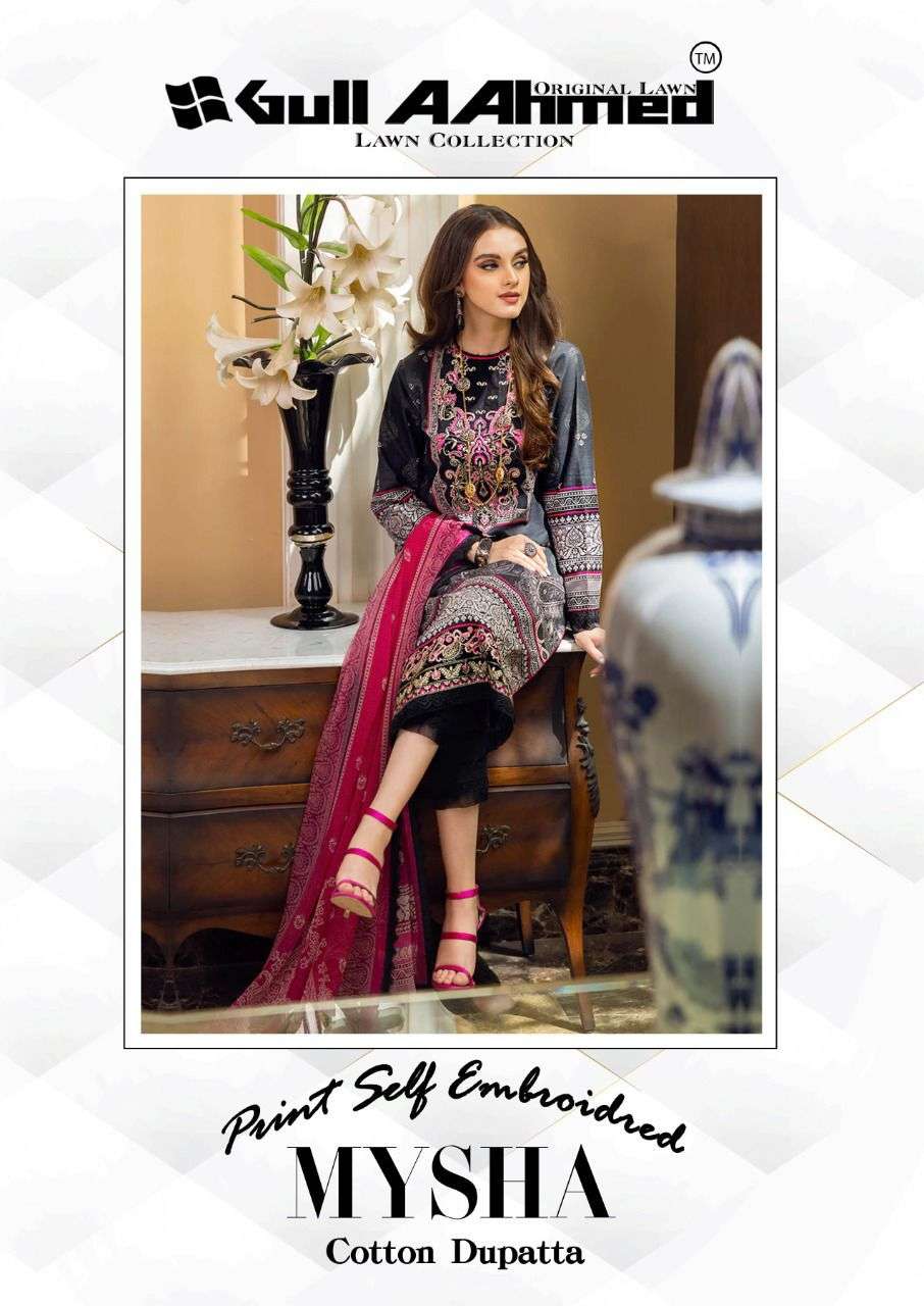 GULAHMED MAYSHA DESIGNER SELF EMBROIDERY WORK WITH LAWN PRINTED SUITS IN WHOLESALE RATE 