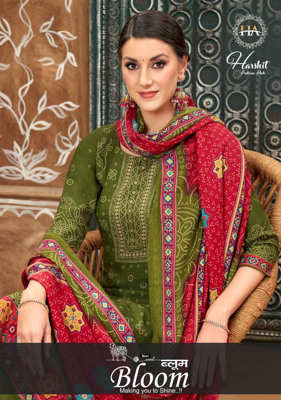 HARSHIT FASHION ALOK SUIT BLOOM DESIGNER WOOL PASHMINA PRINTED WINTER WEAR SUITS IN WHOLESALE RATE 