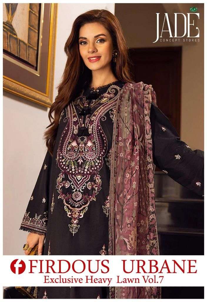 JADE FIRDOUS URBANE LUXURY LAWN COLLECTION VOL 7 DESIGNER LAWN PRINTED DAILY WEAR SUITS IN WHOLESALE RATE 