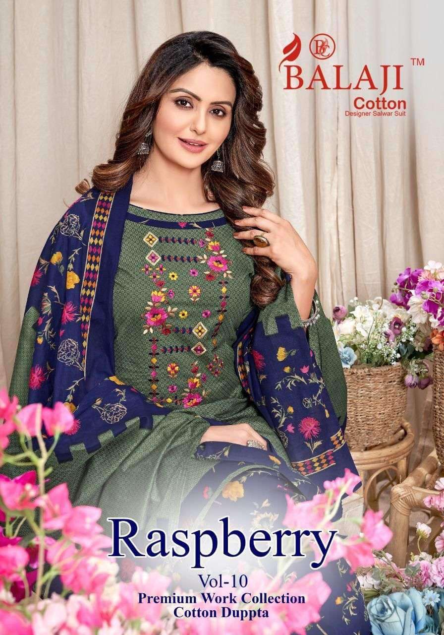 BALAJI COTTON RASPBERRY VOL 10 DESIGNER COTTON PRINTED DAILY WEAR SUITS IN WHOLESALE RATE 