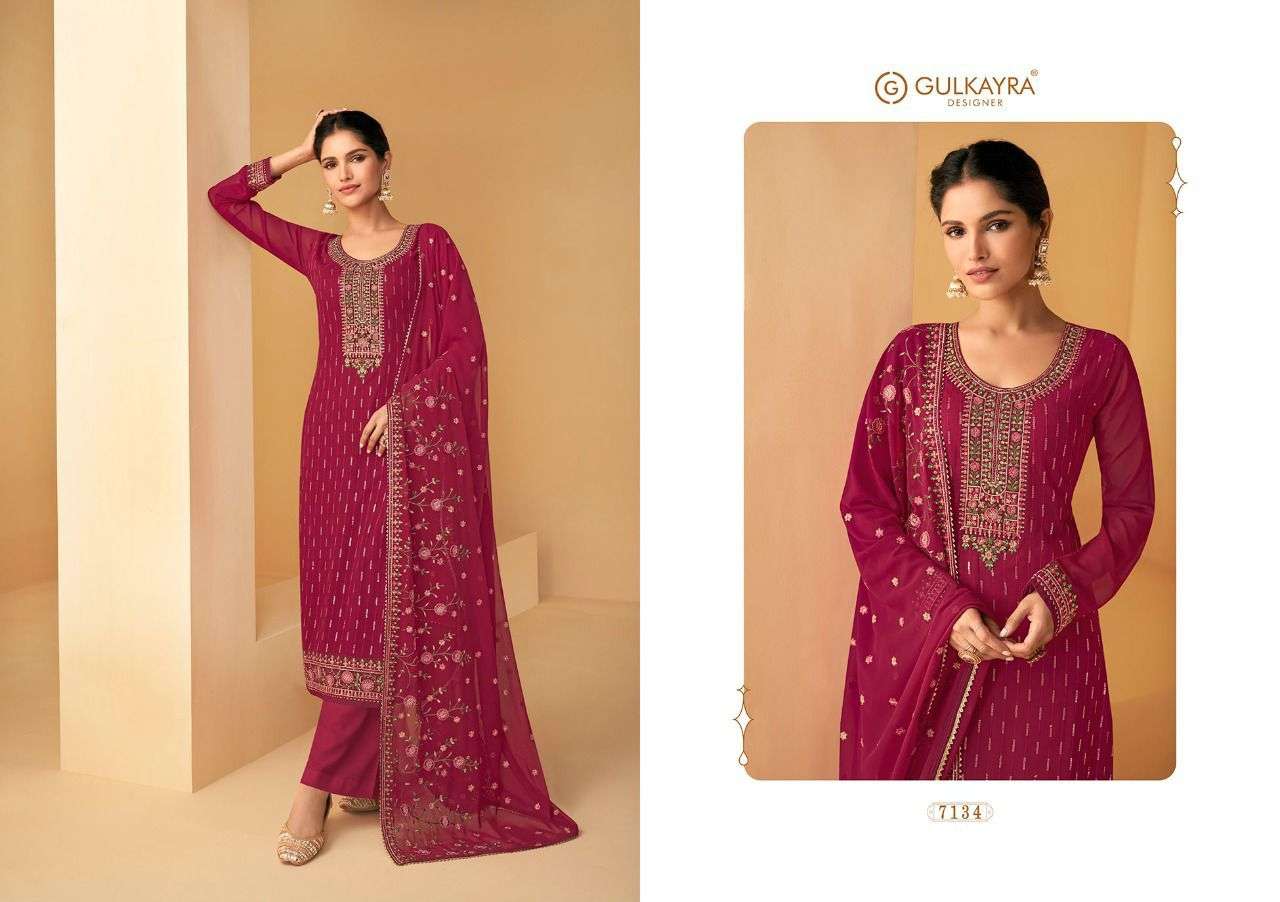 GULKAYRA ZALAK DESIGNER GEORGETTE EMBROIDERED PARTY WEAR SUITS IN WHOLESALE RATE 