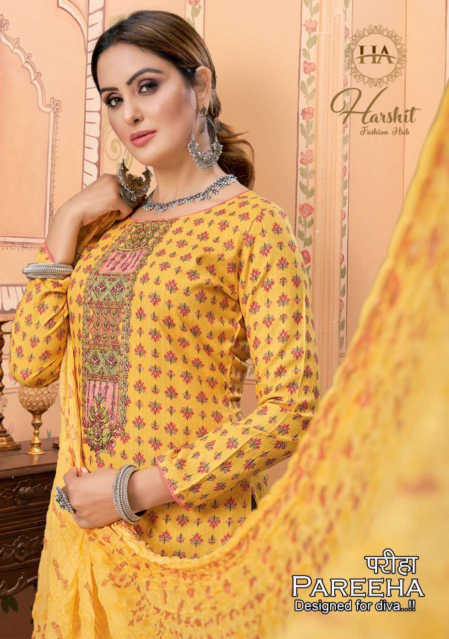 HARSHIT FASHION ALOK SUIT PAREEHA DESIGNER SWAROVSKI DIAMOND WORK WITH VISCOSE RAYON EMBROIDERED SUITS IN WHOLESALE RATE 