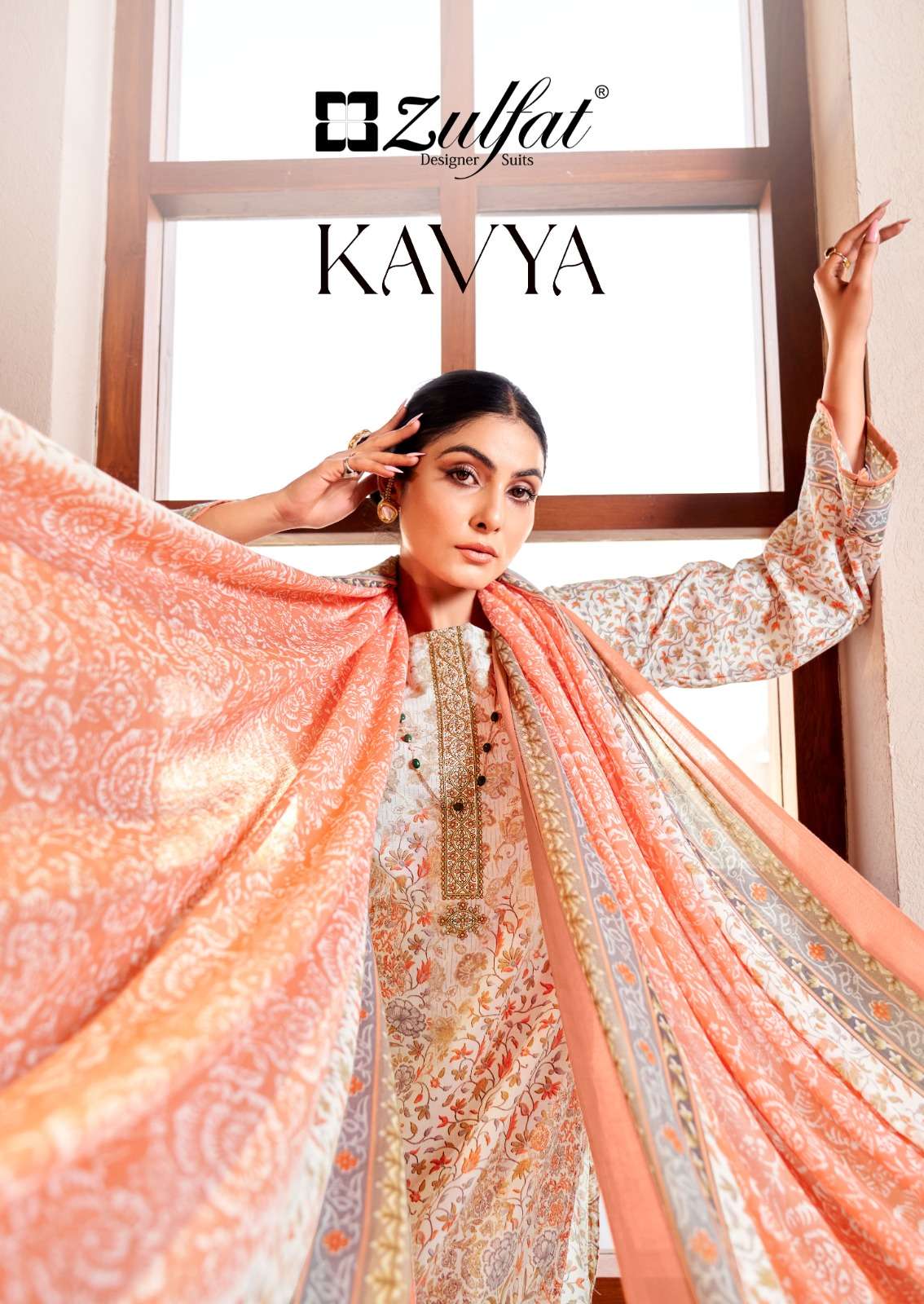 ZULFAT KAVYA DESIGNER EMBROIDERY WITH COTTON PRINTED SUITS IN WHOLESALE RATE 