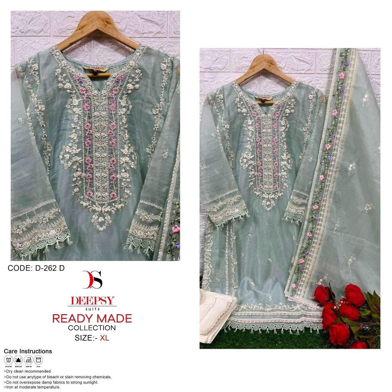 DEEPSY SUITS READY TO WEAR D.NO 262 D DESIGNER ORGANZA WITH HEAVY EMBROIDERY WORK PAKISTANI REPLICA READYMADE SUITS IN BEST WHOLESALE RATE SINGLES