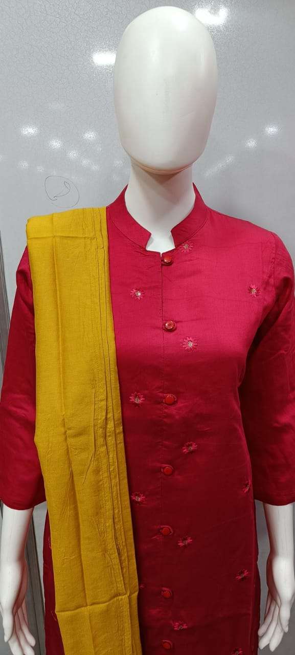 DESIGNER COTTON VISCOSE KURTI WITH PANT AND DUPATTA IN BEST WHOLESALE RATE