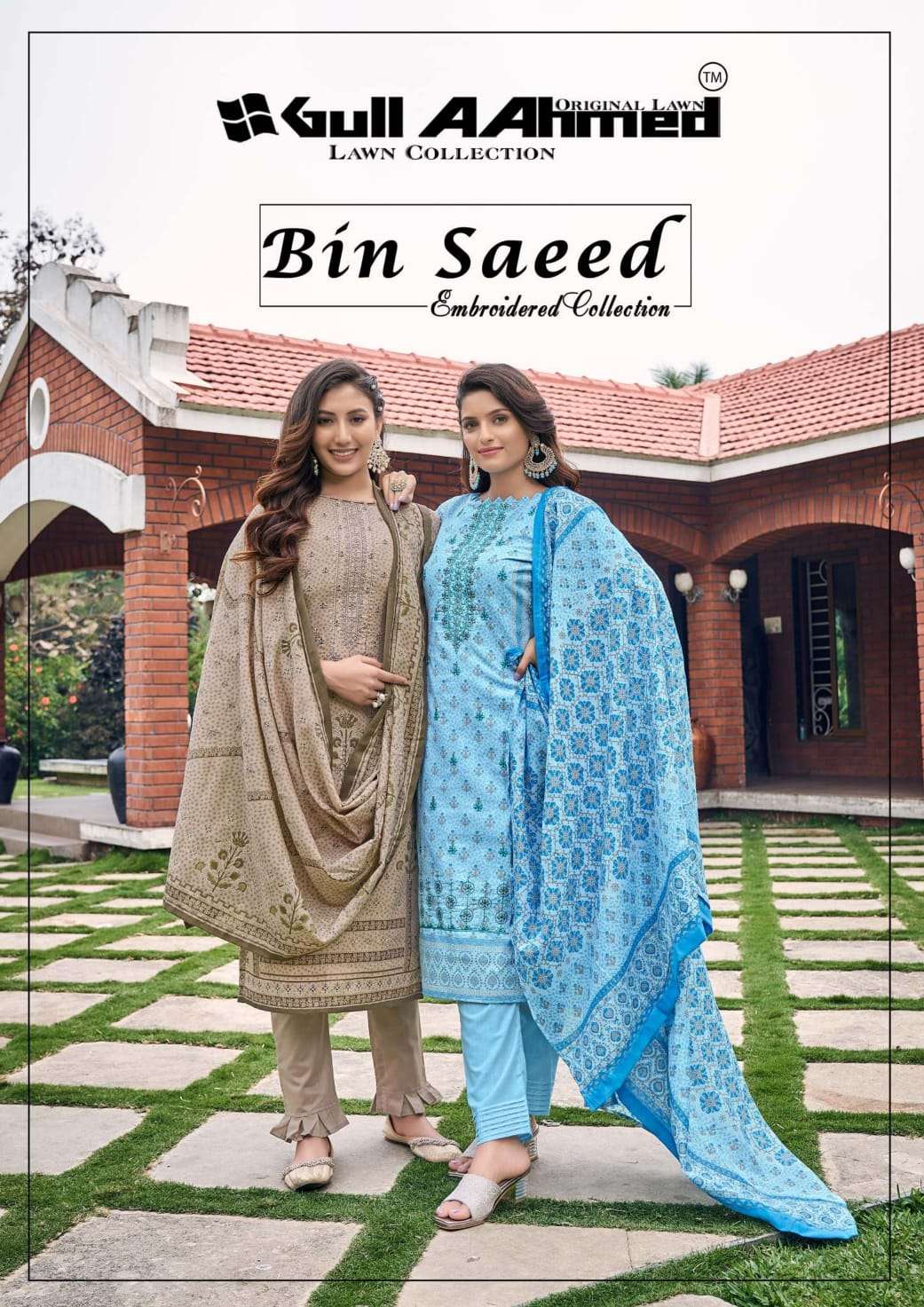 GULAHMED BIN SAEED SELF EMBROIDERY LAWN COLLECTION DESIGNER LAWN COTTON WITH SELF EMBROIDERY WORK SUITS IN BEST WHOLESALE RATE