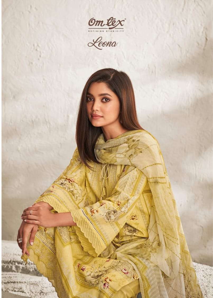 OMTEX LEONA DESIGNER LAWN COTTON DIGITAL PRINT WITH EMBROIDERY WORK HEAVY SUITS PARTYWEAR SUITS IN BEST WHOLESALE RATE 