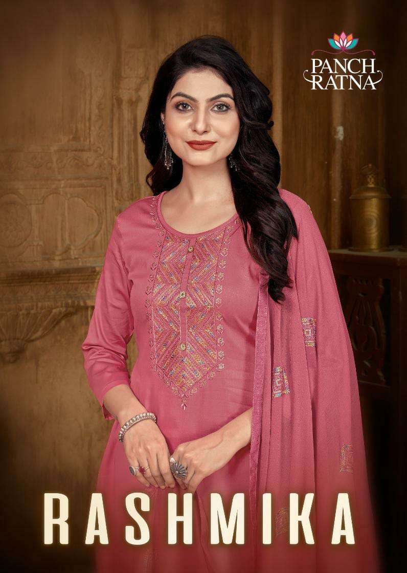 PANCH RATNA RASHMIKA DESIGNER JAM SILK WITH SEQUENCE WORK HEAVY SUITS IN WHOLESALE RATE 