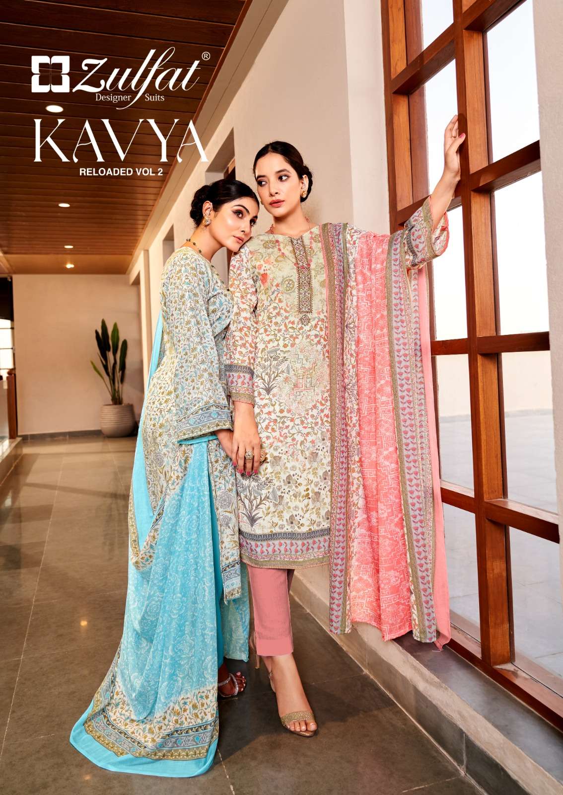 ZULFAT DESIGNER KAVYA VOL 2 DESIGNER COTTON PRINT WITH EMBROIDERY WORK SUITS IN BEST WHOLESALE RATE