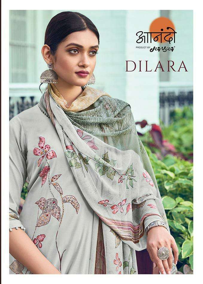 ANADO BY JAYVIJAY DILARA 3077 DESIGNER COTTON DIGITAL PRINT WITH HANDWORK AND EMBROIDERY PATTI WITH G.P.O LACE WORK HEAVY SUITS IN BEST WHOLESALE RATE