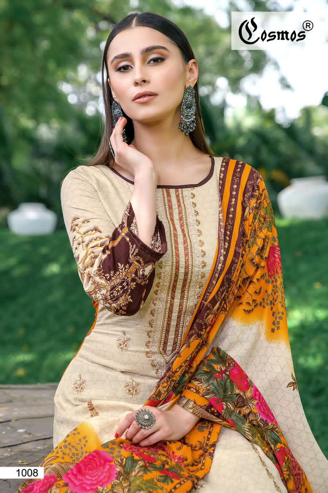 COSMOS FASHION NOOR EMBROIDERED-2023 DESIGNER LAWN SELF EMBROIDERY WORK PAKISTANI REPLICA SUITS WHOLESALE 