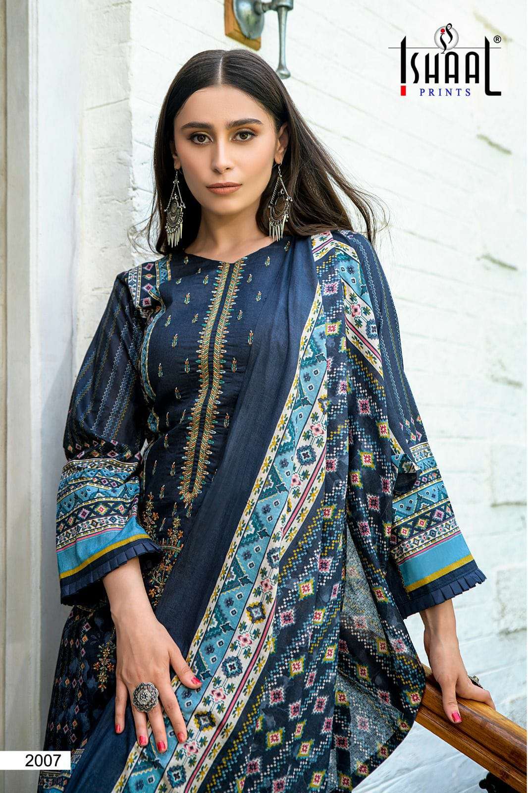 ISHAAL PRINT ISHAAL EMBROIDERED VOL 2 DESIGNER LAWN COTTON SELF EMBROIDERY WORK SUITS WHOLESALE 