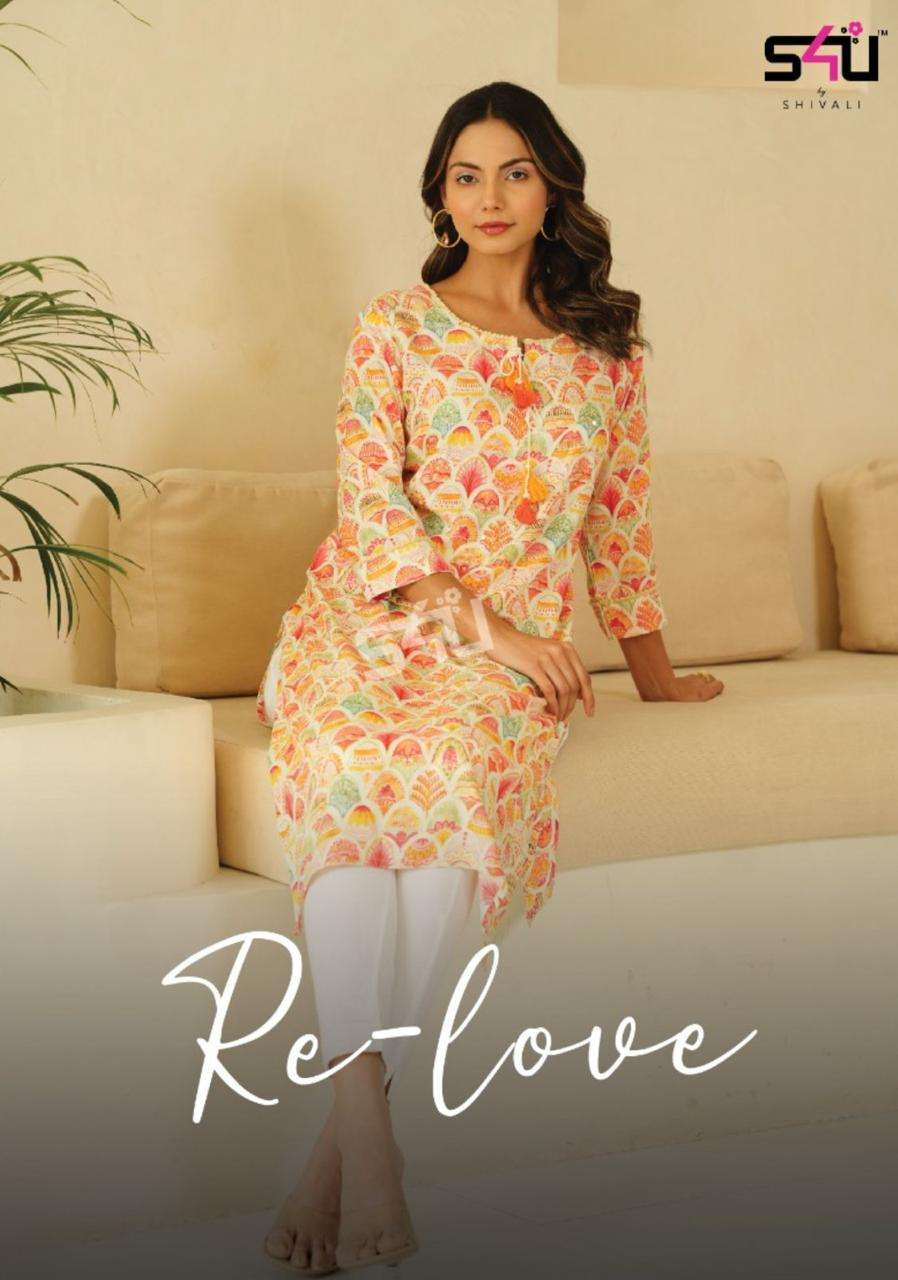 S4U SHIVALI RE LOVE DESIGNER RAYON OR COTTON PRINTED STRAIGHT KURTIS IN BEST WHOLESALE RATE