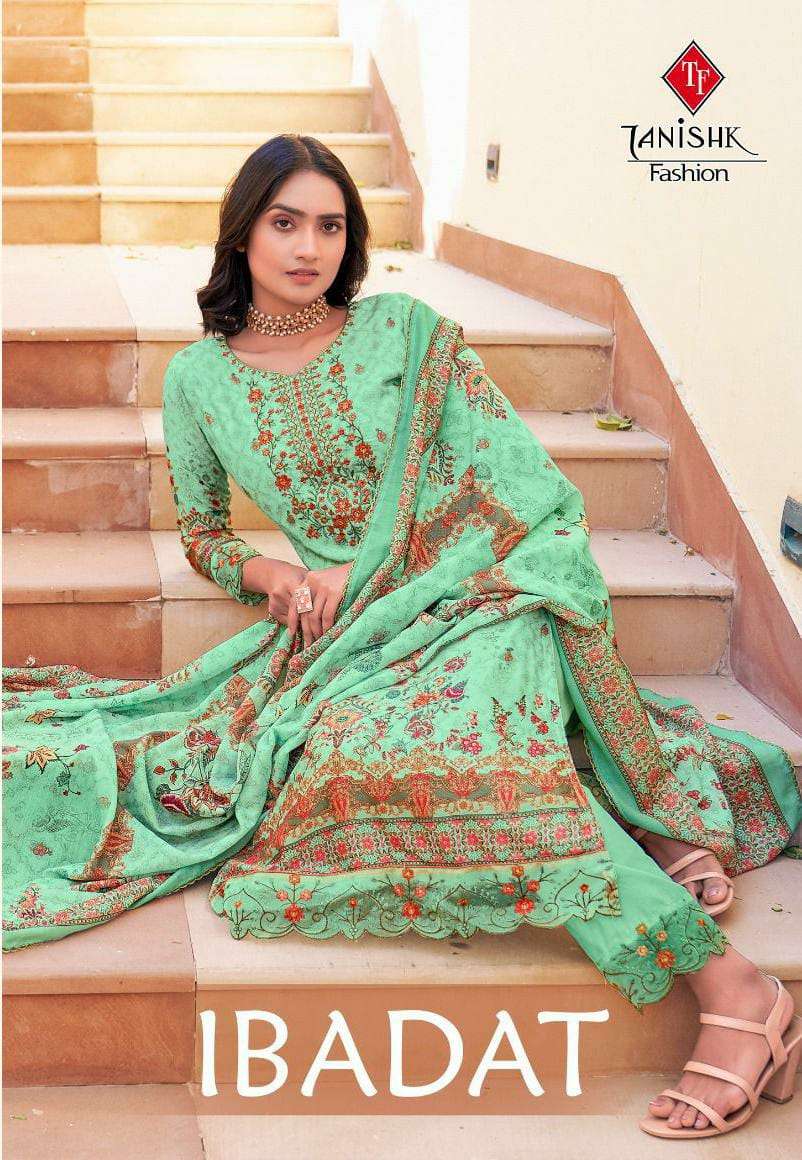 TANISHK FASHION IBADAT DESIGNER CAMBRIC COTTON WITH HEAVY WORK SUITS IN BEST WHOLESALE RATE